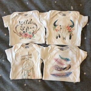 Set of Custom Onesies - Wild & Free - EUC - 6-9M